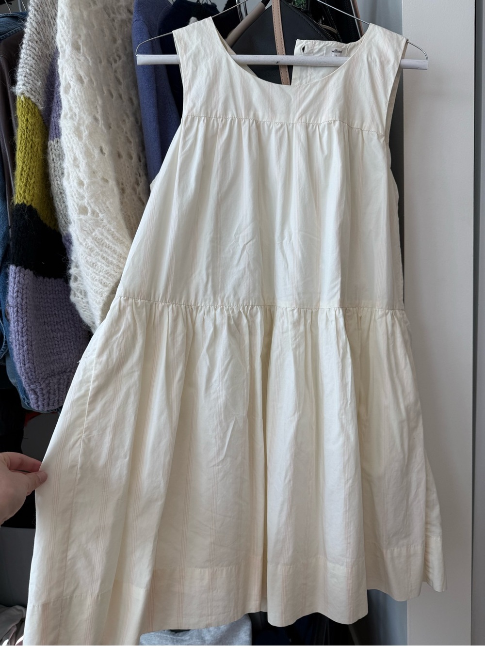 Aritzia Wilfred White and Pink Stripe Dress